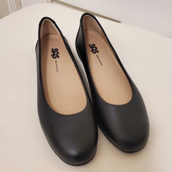 SAS Shoes - SAS Scenic Leather Ballet Style Black Flats Size 8, classic, Business Casual
